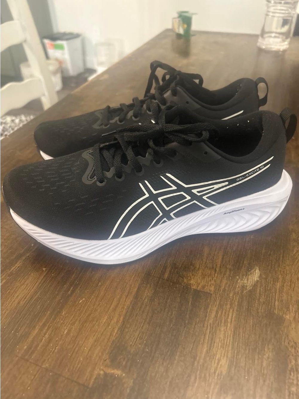 Asics Black and White Athletic Running Shoes